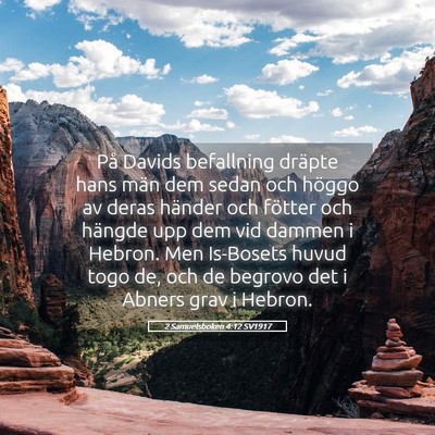 Picture 05 - 2 Samuelsboken 4:12 SV1917 - På Davids befallning dräpte hans män dem sedan - Bible Verse Picture
