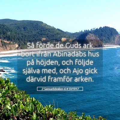 Picture 05 - 2 Samuelsboken 6:4 SV1917 - Så förde de Guds ark bort ifrån Abinadabs hus - Bible Verse Picture