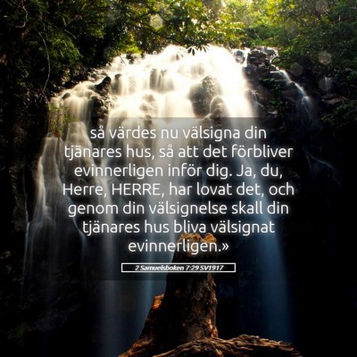 Picture 05 - 2 Samuelsboken 7:29 SV1917 - så värdes nu välsigna din tjänares hus, så - Bible Verse Picture