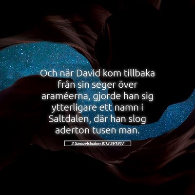 Picture 05 - 2 Samuelsboken 8:13 SV1917 - Och när David kom tillbaka från sin seger över - Bible Verse Picture