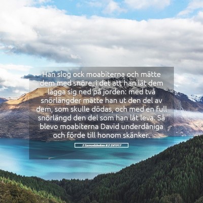 Picture 05 - 2 Samuelsboken 8:2 SV1917 - Han slog ock moabiterna och mätte dem med - Bible Verse Picture