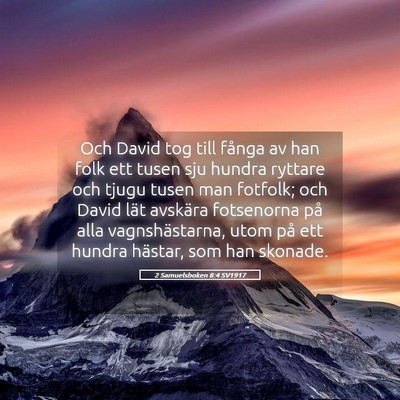 Picture 05 - 2 Samuelsboken 8:4 SV1917 - Och David tog till fånga av han folk ett tusen - Bible Verse Picture
