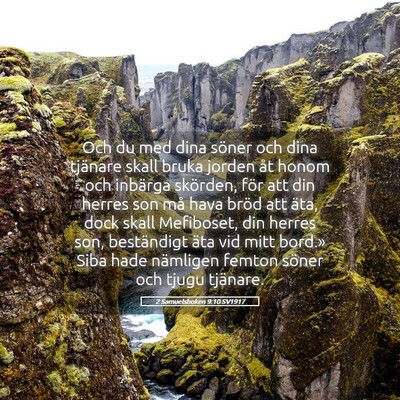Picture 05 - 2 Samuelsboken 9:10 SV1917 - Och du med dina söner och dina tjänare skall - Bible Verse Picture