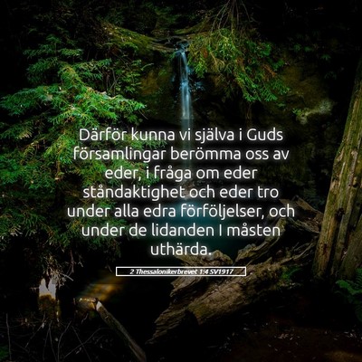 Picture 05 - 2 Thessalonikerbrevet 1:4 SV1917 - Därför kunna vi själva i Guds församlingar - Bible Verse Picture