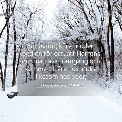 Picture 05 - 2 Thessalonikerbrevet 3:1 SV1917 - För övrigt, käre bröder, bedjen för oss, att - Bible Verse Picture