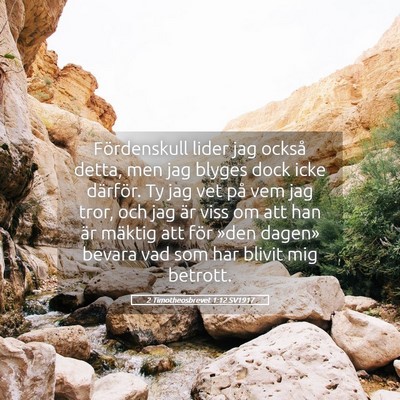 Picture 05 - 2 Timotheosbrevet 1:12 SV1917 - Fördenskull lider jag också detta, men jag - Bible Verse Picture