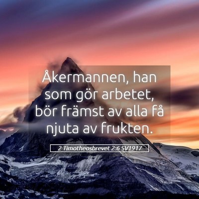 Picture 05 - 2 Timotheosbrevet 2:6 SV1917 - Åkermannen, han som gör arbetet, bör främst - Bible Verse Picture