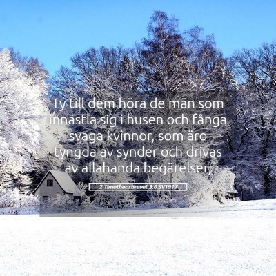 Picture 05 - 2 Timotheosbrevet 3:6 SV1917 - Ty till dem höra de män som innästla sig i - Bible Verse Picture
