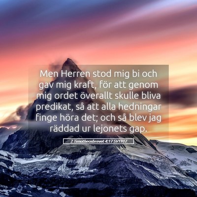 Picture 05 - 2 Timotheosbrevet 4:17 SV1917 - Men Herren stod mig bi och gav mig kraft, för - Bible Verse Picture