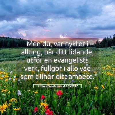 Picture 05 - 2 Timotheosbrevet 4:5 SV1917 - Men du, var nykter i allting, bär ditt lidande, - Bible Verse Picture