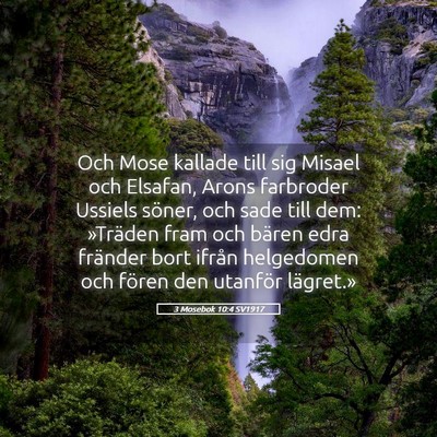 Picture 05 - 3 Mosebok 10:4 SV1917 - Och Mose kallade till sig Misael och Elsafan, - Bible Verse Picture