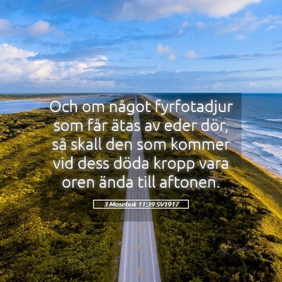 Picture 05 - 3 Mosebok 11:39 SV1917 - Och om något fyrfotadjur som får ätas av eder - Bible Verse Picture