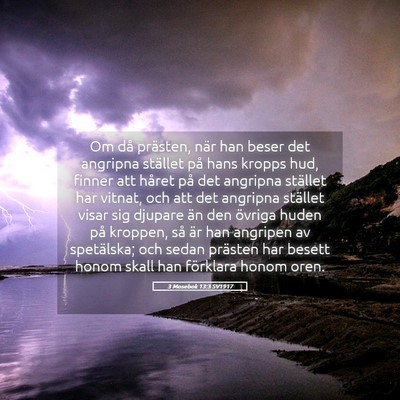 Picture 05 - 3 Mosebok 13:3 SV1917 - Om då prästen, när han beser det angripna - Bible Verse Picture