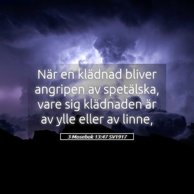 Picture 05 - 3 Mosebok 13:47 SV1917 - När en klädnad bliver angripen av spetälska, - Bible Verse Picture