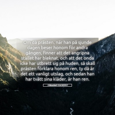 Picture 05 - 3 Mosebok 13:6 SV1917 - Om då prästen, när han på sjunde dagen beser - Bible Verse Picture