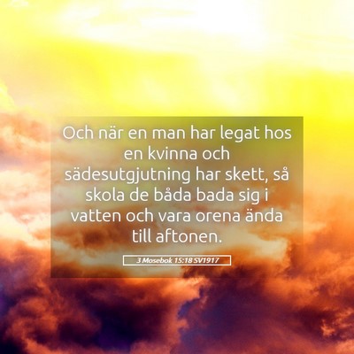 Picture 05 - 3 Mosebok 15:18 SV1917 - Och när en man har legat hos en kvinna och - Bible Verse Picture