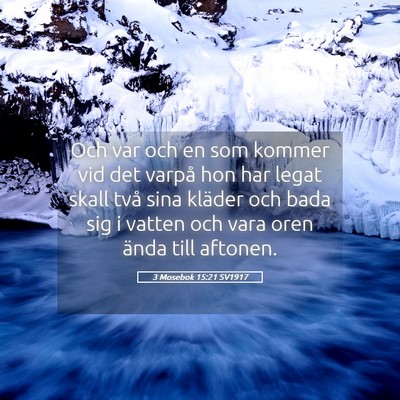 Picture 05 - 3 Mosebok 15:21 SV1917 - Och var och en som kommer vid det varpå hon har - Bible Verse Picture
