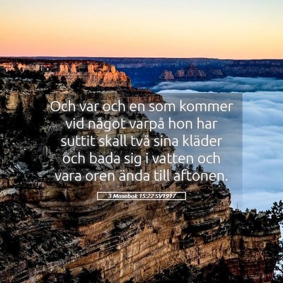 Picture 05 - 3 Mosebok 15:22 SV1917 - Och var och en som kommer vid något varpå hon - Bible Verse Picture