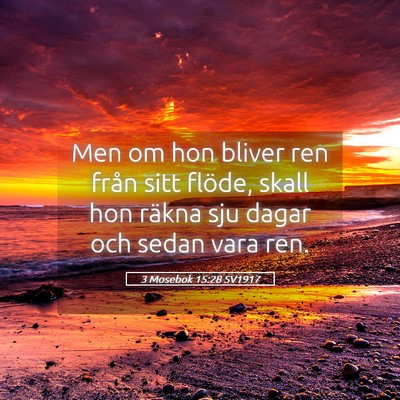 Picture 05 - 3 Mosebok 15:28 SV1917 - Men om hon bliver ren från sitt flöde, skall - Bible Verse Picture