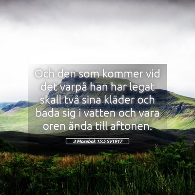 Picture 05 - 3 Mosebok 15:5 SV1917 - Och den som kommer vid det varpå han har legat - Bible Verse Picture