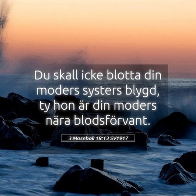 Picture 05 - 3 Mosebok 18:13 SV1917 - Du skall icke blotta din moders systers blygd, ty - Bible Verse Picture