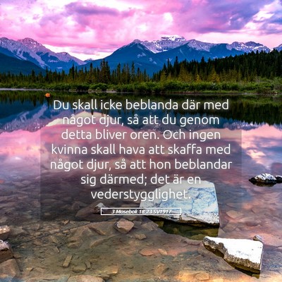Picture 05 - 3 Mosebok 18:23 SV1917 - Du skall icke beblanda där med något djur, så - Bible Verse Picture