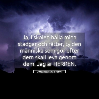 Picture 05 - 3 Mosebok 18:5 SV1917 - Ja, I skolen hålla mina stadgar och rätter, ty - Bible Verse Picture