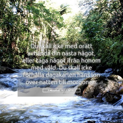 Picture 05 - 3 Mosebok 19:13 SV1917 - Du skall icke med orätt avhända din nästa - Bible Verse Picture