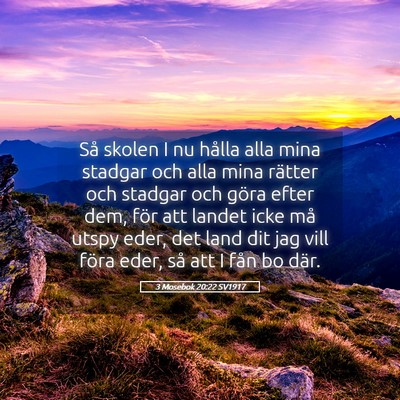 Picture 05 - 3 Mosebok 20:22 SV1917 - Så skolen I nu hålla alla mina stadgar och alla - Bible Verse Picture