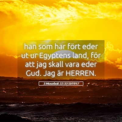 Picture 05 - 3 Mosebok 22:33 SV1917 - han som har fört eder ut ur Egyptens land, för - Bible Verse Picture