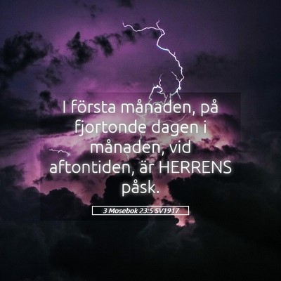 Picture 05 - 3 Mosebok 23:5 SV1917 - I första månaden, på fjortonde dagen i - Bible Verse Picture