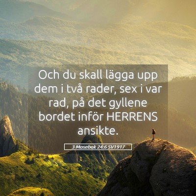 Picture 05 - 3 Mosebok 24:6 SV1917 - Och du skall lägga upp dem i två rader, sex i - Bible Verse Picture