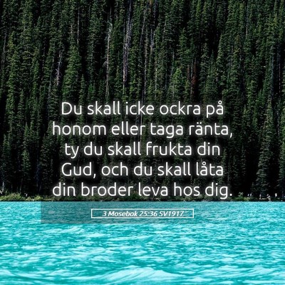 Picture 05 - 3 Mosebok 25:36 SV1917 - Du skall icke ockra på honom eller taga ränta, - Bible Verse Picture