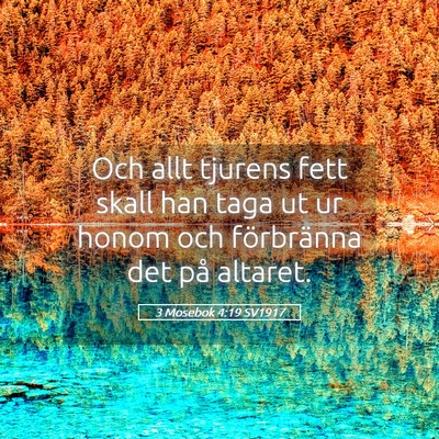 Picture 05 - 3 Mosebok 4:19 SV1917 - Och allt tjurens fett skall han taga ut ur honom - Bible Verse Picture