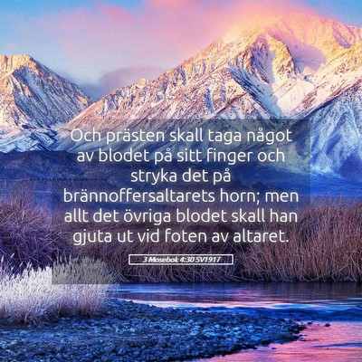 Picture 05 - 3 Mosebok 4:30 SV1917 - Och prästen skall taga något av blodet på sitt - Bible Verse Picture