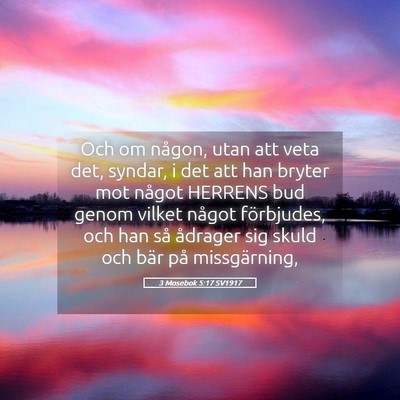 Picture 05 - 3 Mosebok 5:17 SV1917 - Och om någon, utan att veta det, syndar, i det - Bible Verse Picture