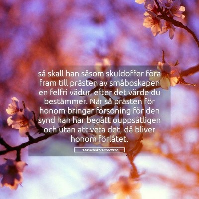 Picture 05 - 3 Mosebok 5:18 SV1917 - så skall han såsom skuldoffer föra fram till - Bible Verse Picture