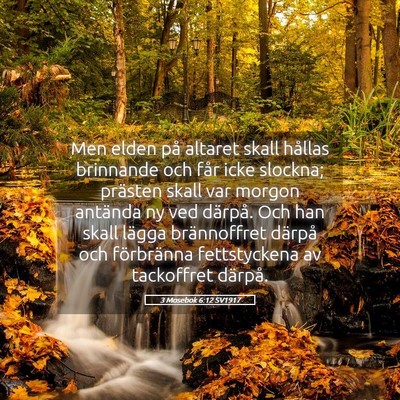 Picture 05 - 3 Mosebok 6:12 SV1917 - Men elden på altaret skall hållas brinnande och - Bible Verse Picture