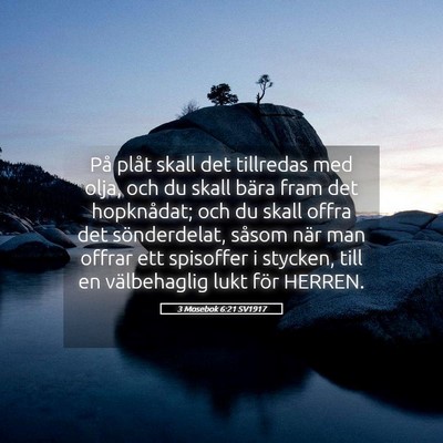 Picture 05 - 3 Mosebok 6:21 SV1917 - På plåt skall det tillredas med olja, och du - Bible Verse Picture