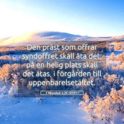 Picture 05 - 3 Mosebok 6:26 SV1917 - Den präst som offrar syndoffret skall äta det; - Bible Verse Picture
