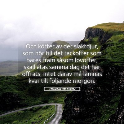 Picture 05 - 3 Mosebok 7:15 SV1917 - Och köttet av det slaktdjur, som hör till det - Bible Verse Picture