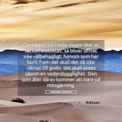 Picture 05 - 3 Mosebok 7:18 SV1917 - Om någon på tredje dagen äter av - Bible Verse Picture