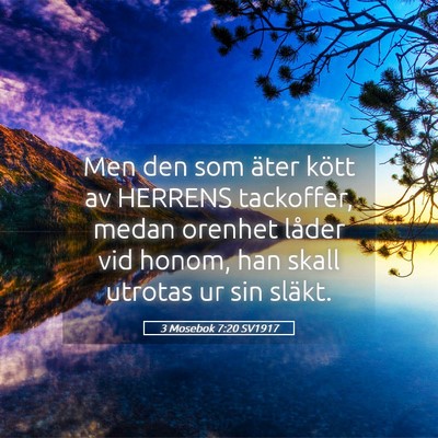 Picture 05 - 3 Mosebok 7:20 SV1917 - Men den som äter kött av HERRENS tackoffer, - Bible Verse Picture