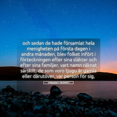Picture 05 - 4 Mosebok 1:18 SV1917 - och sedan de hade församlat hela menigheten på - Bible Verse Picture