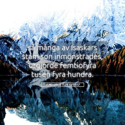 Picture 05 - 4 Mosebok 1:29 SV1917 - så många av Isaskars stam son inmönstrades, - Bible Verse Picture