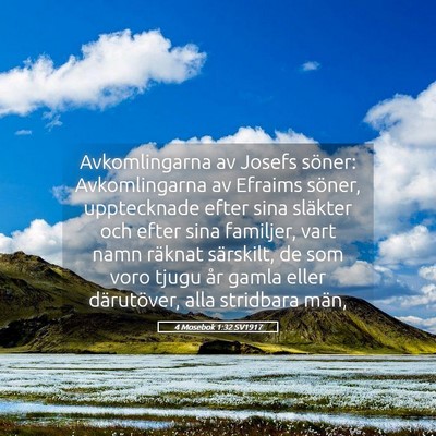 Picture 05 - 4 Mosebok 1:32 SV1917 - Avkomlingarna av Josefs söner: Avkomlingarna av - Bible Verse Picture