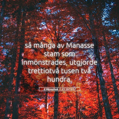Picture 05 - 4 Mosebok 1:35 SV1917 - så många av Manasse stam som inmönstrades, - Bible Verse Picture