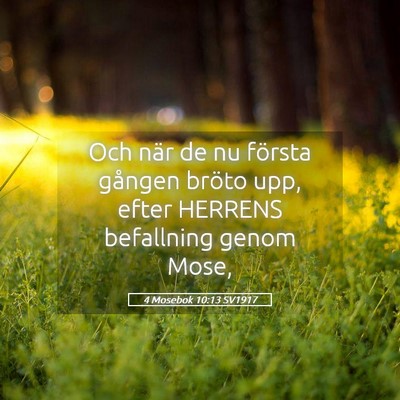 Picture 05 - 4 Mosebok 10:13 SV1917 - Och när de nu första gången bröto upp, efter - Bible Verse Picture