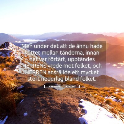 Picture 05 - 4 Mosebok 11:33 SV1917 - Men under det att de ännu hade köttet mellan - Bible Verse Picture