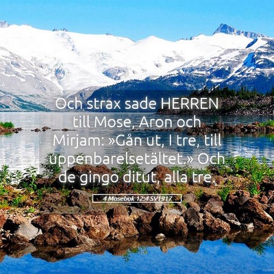 Picture 05 - 4 Mosebok 12:4 SV1917 - Och strax sade HERREN till Mose, Aron och Mirjam: - Bible Verse Picture